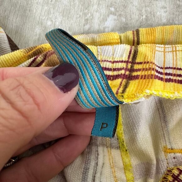 Farm Rio Yellow Plaid Low Rise Flare Pants Y2K Women’s US Small drawstring waist - Picture 7 of 9